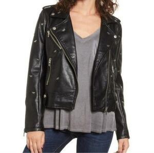 Blank NYC Black Dragonfly Vegan Leather Moto Jacket Size XS